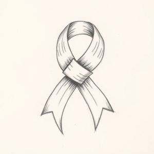 Pencil And Marker Outline Ribbon Tattoo