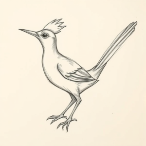 Pencil And Marker Outline Roadrunner Tattoo
