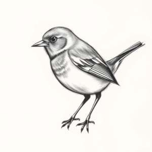 Pencil And Marker Outline Robin Tattoo