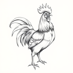 Pencil And Marker Outline Rooster Tattoo