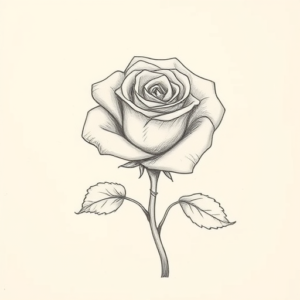 Pencil And Marker Outline Rose Tattoo