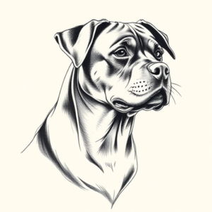 Pencil And Marker Outline Rottweiler Tattoo