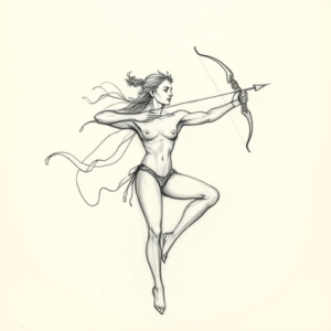 Pencil And Marker Outline Sagittarius Tattoo