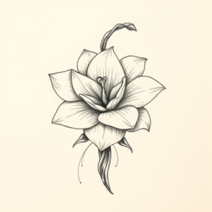 Pencil And Marker Outline Sampaguita Tattoo