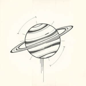 Pencil And Marker Outline Saturn Tattoo
