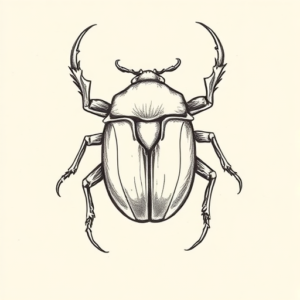 Pencil And Marker Outline Scarab Tattoo