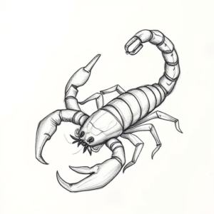 Pencil And Marker Outline Scorpio Tattoo