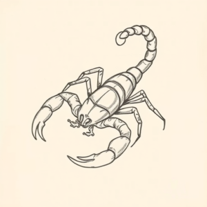 Pencil And Marker Outline Scorpion Tattoo