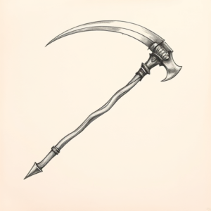 Pencil And Marker Outline Scythe Tattoo