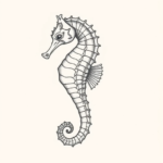 Pencil And Marker Outline Seahorse Tattoo