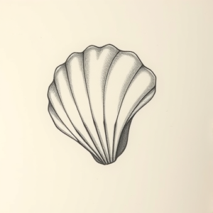 Pencil And Marker Outline Seashell Tattoo