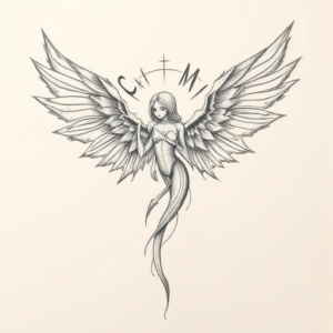 Pencil And Marker Outline Seraphim Tattoo