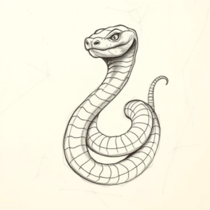 Pencil And Marker Outline Serpent Tattoo