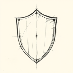 Pencil And Marker Outline Shield Tattoo