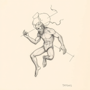 Pencil And Marker Outline Sisyphus Tattoo