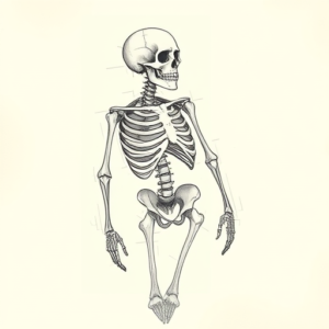 Pencil And Marker Outline Skeleton Tattoo