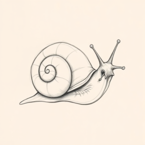 Pencil And Marker Outline Snail Tattoo
