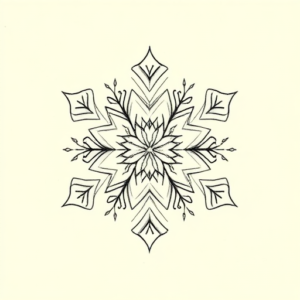 Pencil And Marker Outline Snowflake Tattoo