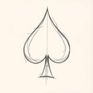 Pencil And Marker Outline Spade Tattoo