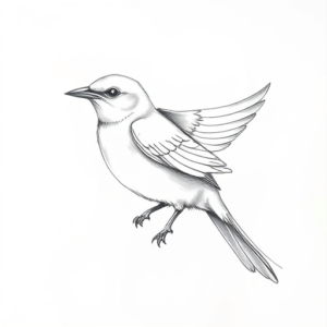 Pencil And Marker Outline Sparrow Tattoo