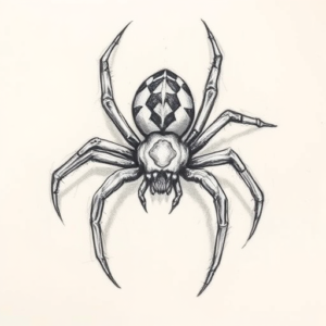 Pencil And Marker Outline Spider Tattoo