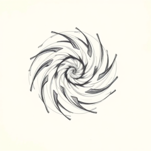 Pencil And Marker Outline Spiral Tattoo