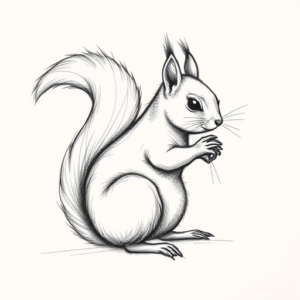 Pencil And Marker Outline Squirrel Tattoo