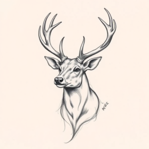 Pencil And Marker Outline Stag Tattoo