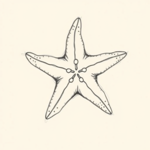 Pencil And Marker Outline Starfish Tattoo