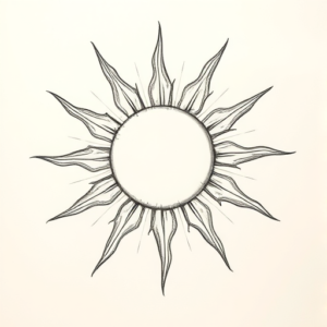 Pencil And Marker Outline Sun Tattoo