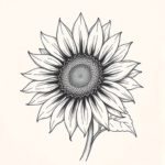 Pencil And Marker Outline Sunflower Tattoo