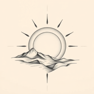 Pencil And Marker Outline Sunrise Tattoo
