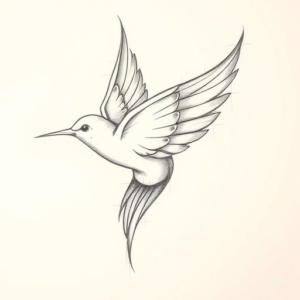 Pencil And Marker Outline Swallow Tattoo