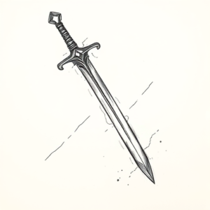 Pencil And Marker Outline Sword Tattoo