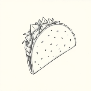 Pencil And Marker Outline Taco Tattoo