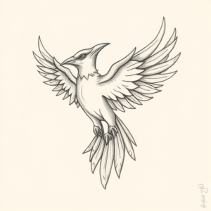 Pencil And Marker Outline Thunderbird Tattoo