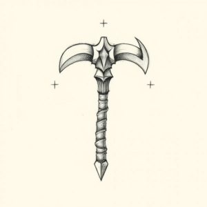 Pencil And Marker Outline Tomahawk Tattoo