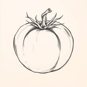 Pencil And Marker Outline Tomato Tattoo