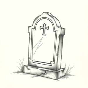 Pencil And Marker Outline Tombstone Tattoo