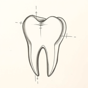 Pencil And Marker Outline Tooth Tattoo