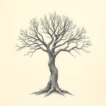 Pencil And Marker Outline Tree Tattoo