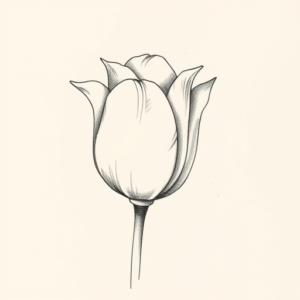 Pencil And Marker Outline Tulip Tattoo