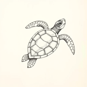 Pencil And Marker Outline Turtle Tattoo