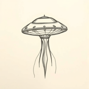 Pencil And Marker Outline Ufo Tattoo