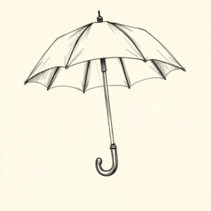Pencil And Marker Outline Umbrella Tattoo