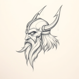 Pencil And Marker Outline Viking Tattoo