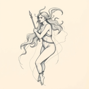 Pencil And Marker Outline Virgo Tattoo