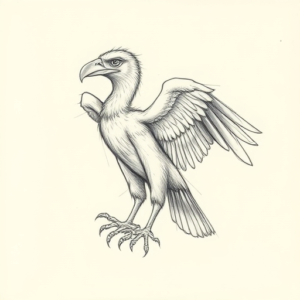 Pencil And Marker Outline Vulture Tattoo