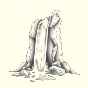 Pencil And Marker Outline Waterfall Tattoo