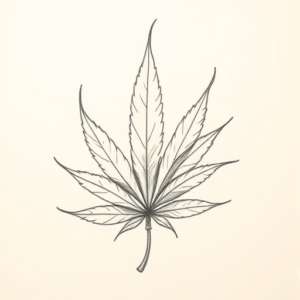 Pencil And Marker Outline Weed Tattoo